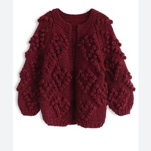 Chicwish Burgundy Knit Cardigan